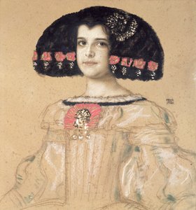 Retrato de Maria, a Filha do Artista, c.1908 (lápis, lavagem e pastel a bordo)